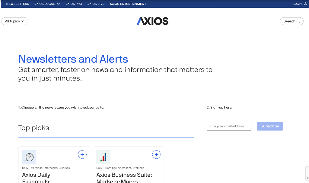 Axios Newsletters | BiteSizedBriefs